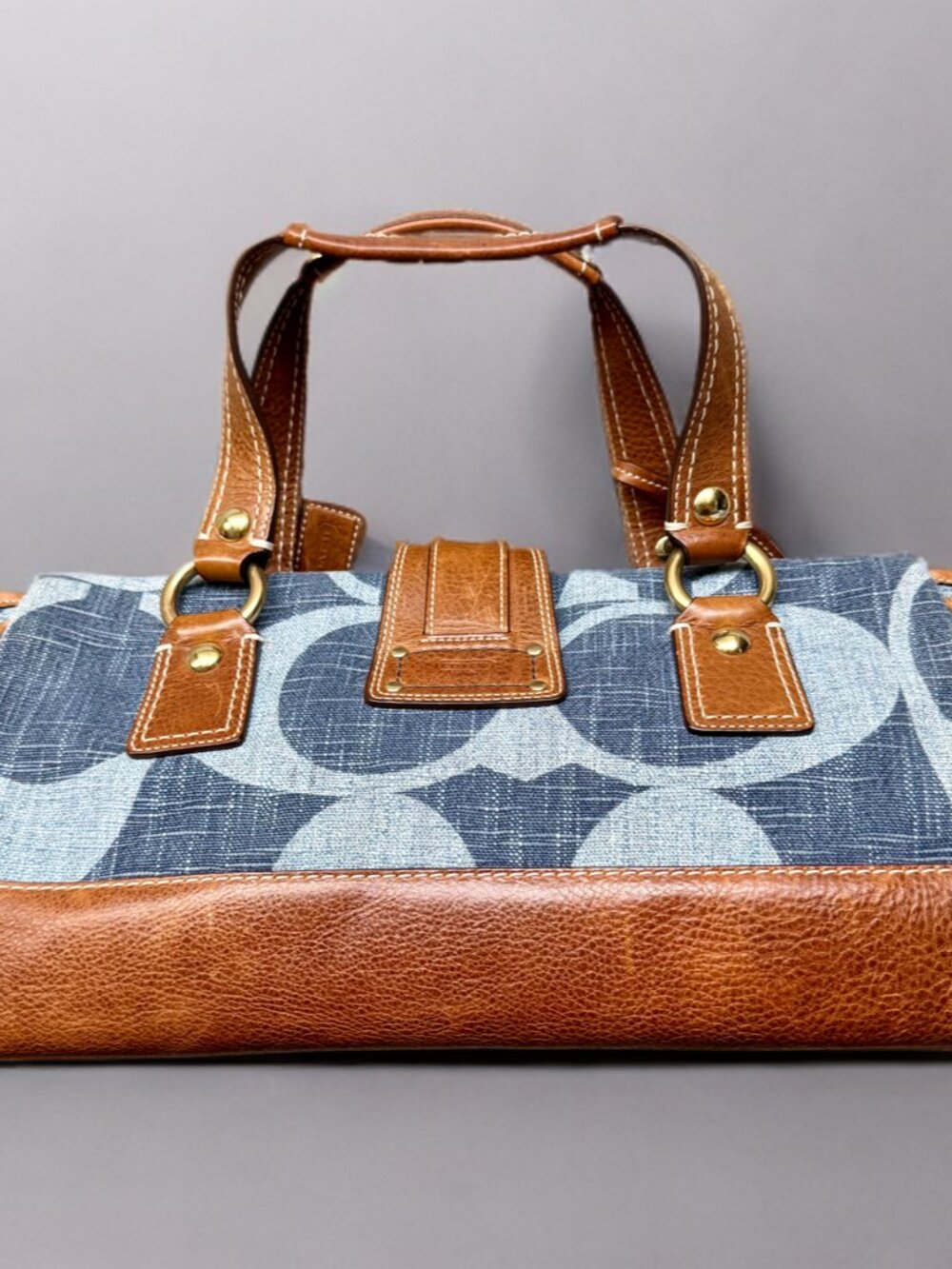 Coach Blue Denim Jumbo Signature Legacy Mandy Satchel Bag 10827 - Picture 2 of 14